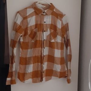White and mustard plaid flannel